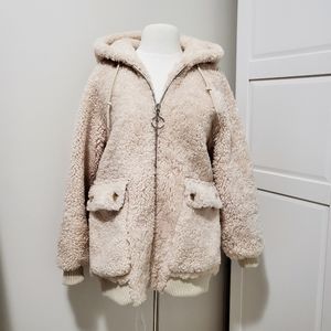 New Zealand Wool Shearling Zip Hoodie Jacket